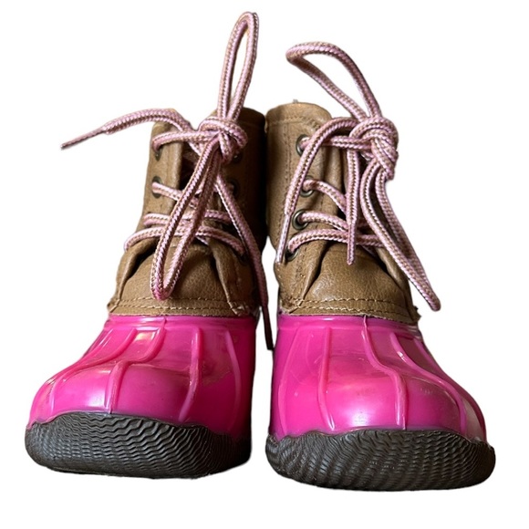 Other - Girls Pink and Tan Duck Boots Size 12